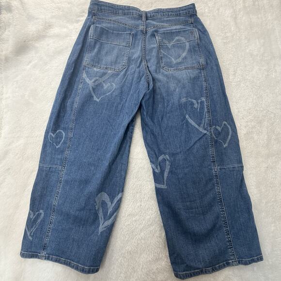 Anthropologie The Kenna High Rise Heritage Barrel Jeans w Hearts by Pilcro Sz 31 - Picture 13 of 15